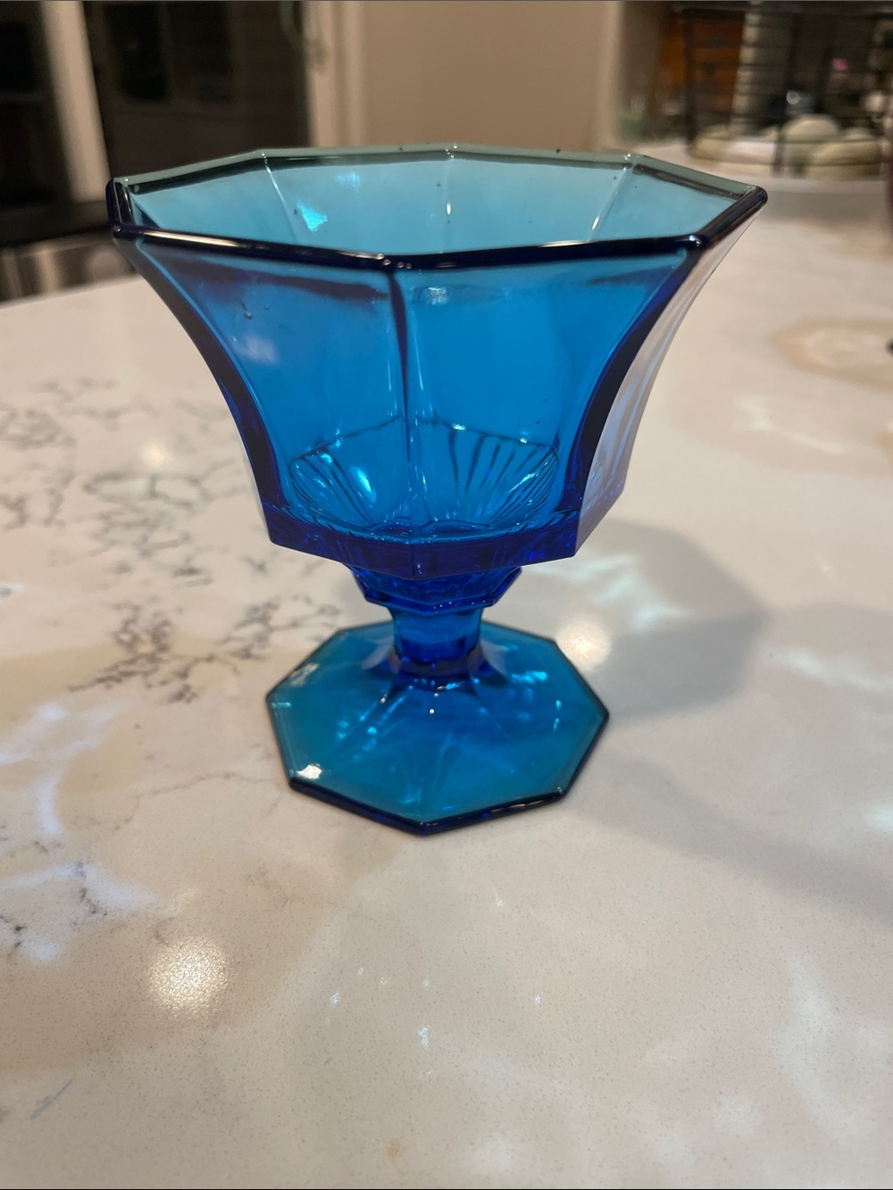 1960's Mid Century Modern Blue Glass